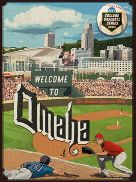 College World Series 2018 Vintage Baseball Canvas