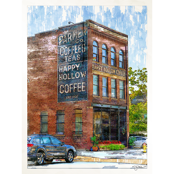 Happy Hollow Coffee Building Canvas