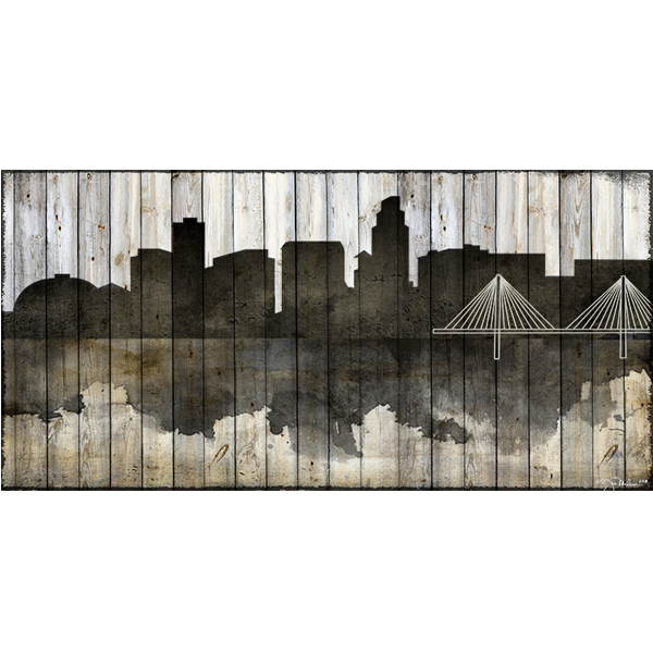 Omaha Skyline Wood Canvas (Without Name)