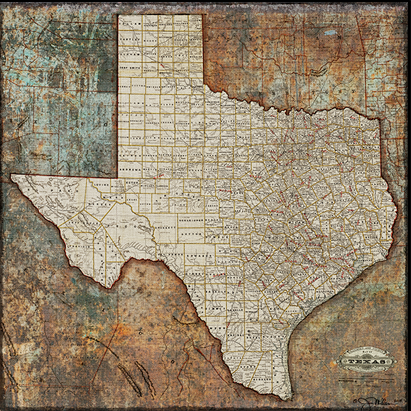 Texas State Railroad Map Canvas