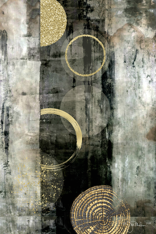 Black Gold Circle Collage Canvas