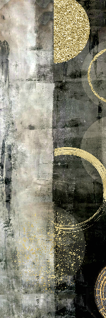 Black Gold Circle Collage Diptych 1 Canvas