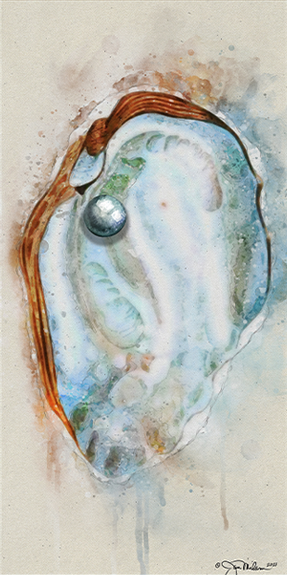 Blue Pearl Oyster Shell Canvas