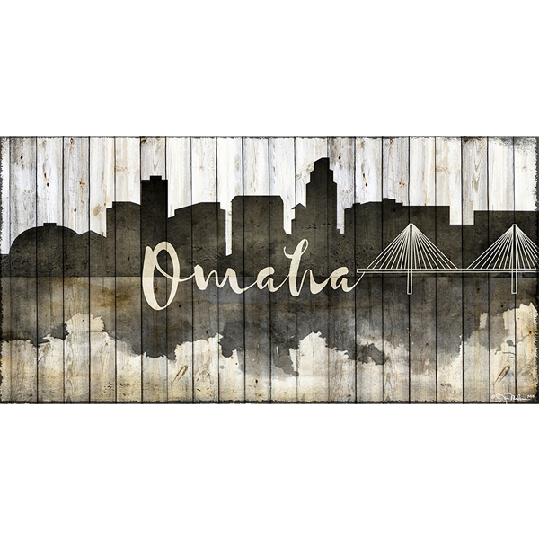 Omaha Skyline Wood Canvas Nebraska Art