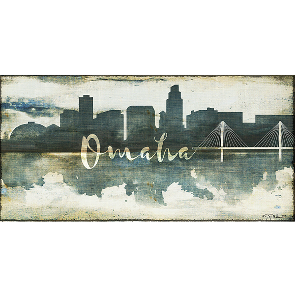 Omaha Skyline Watercolor Canvas Nebraska Art