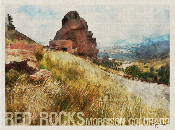 Red Rocks Colorado Watercolor Canvas