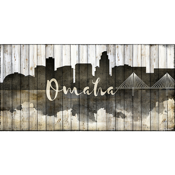 Omaha Skyline Wood Canvas Nebraska Art